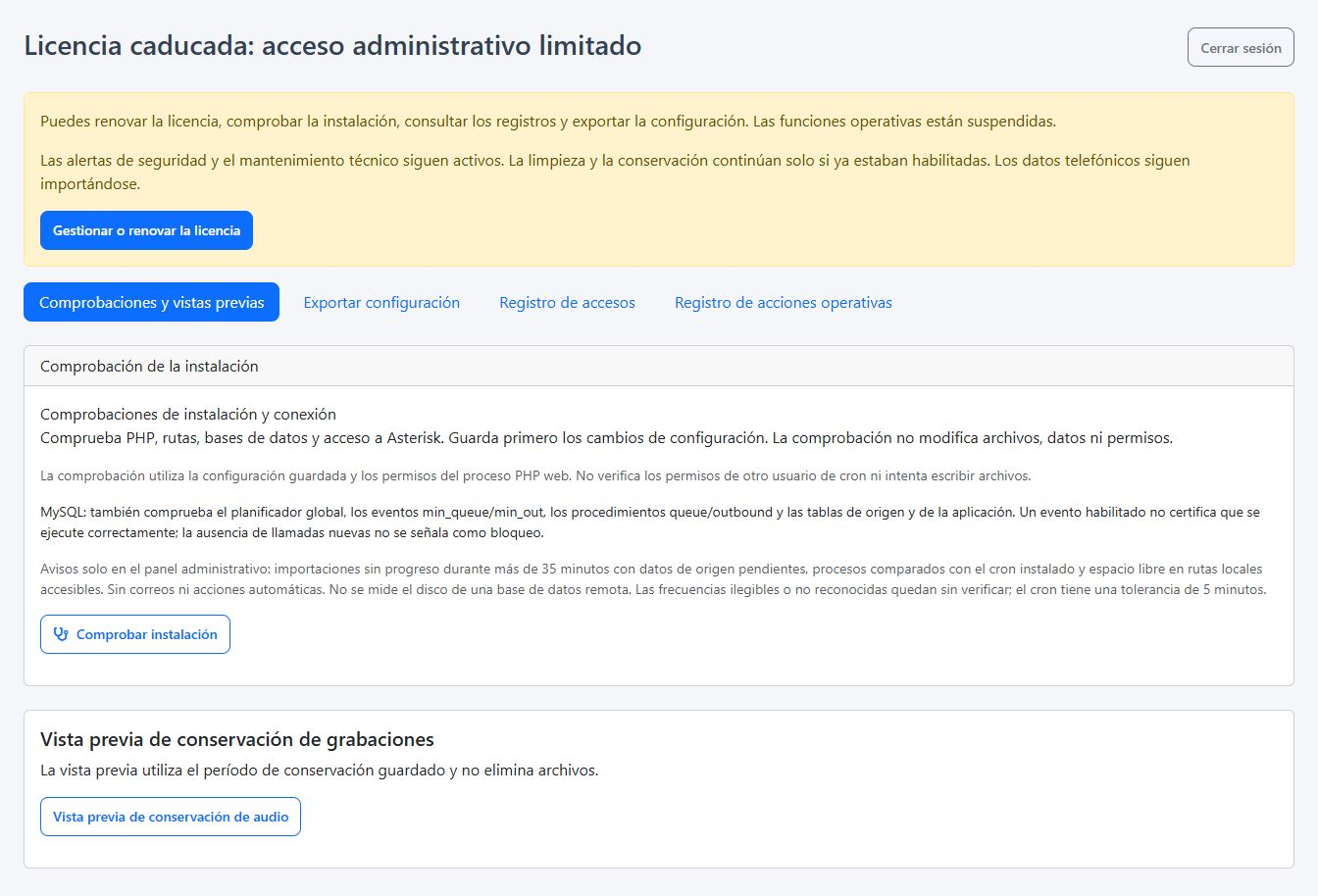 Acceso limitado del administrador