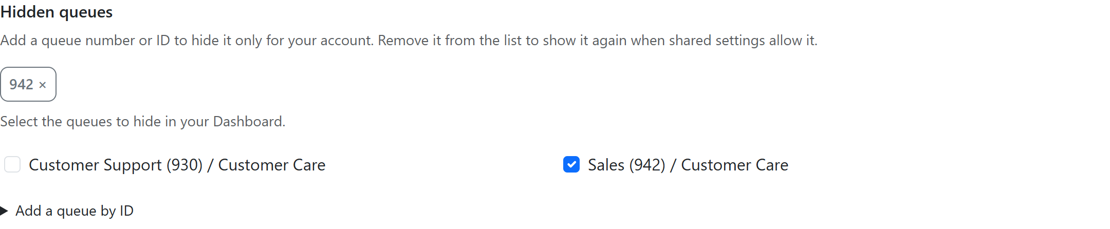 Preferences — Personal queue visibility