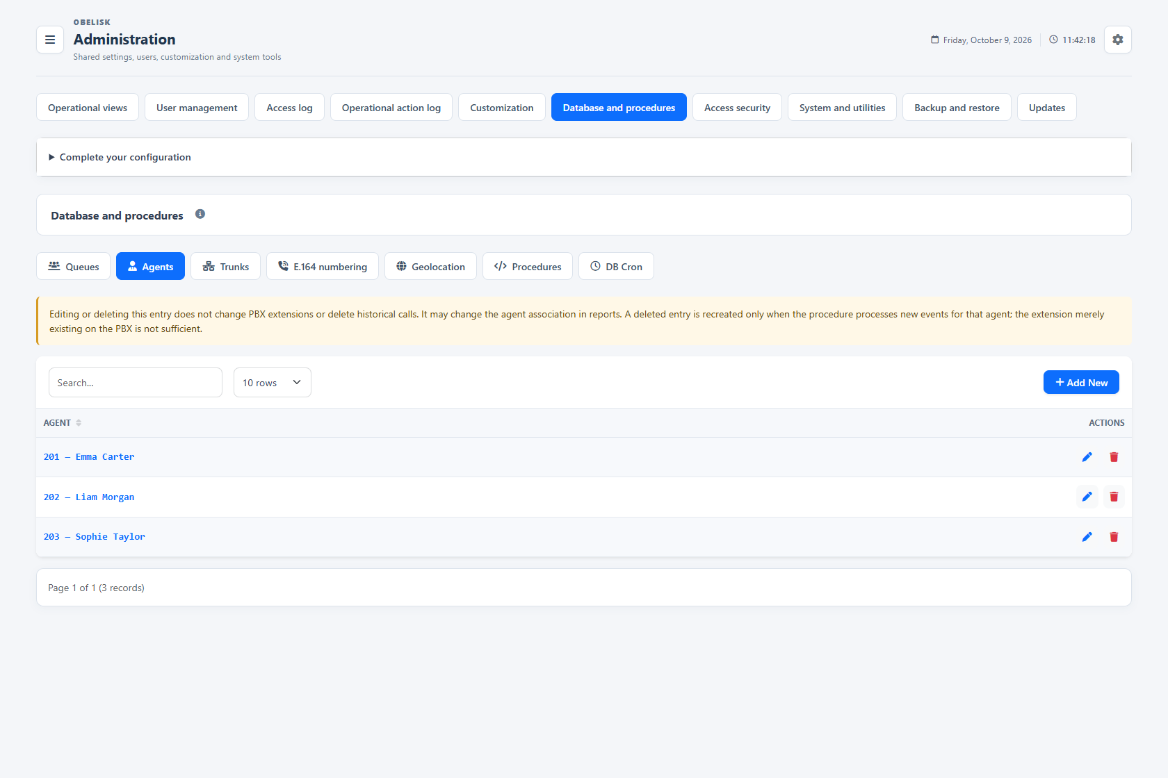 Database & catalogues — Agents — Light theme