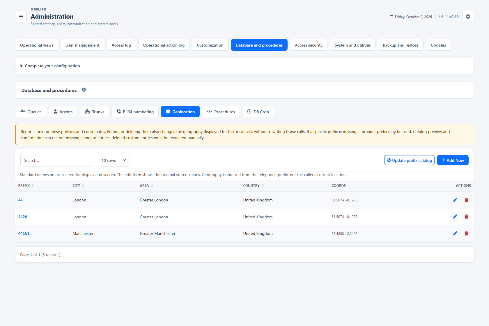 Database & catalogues — Geographic catalogue — Light theme
