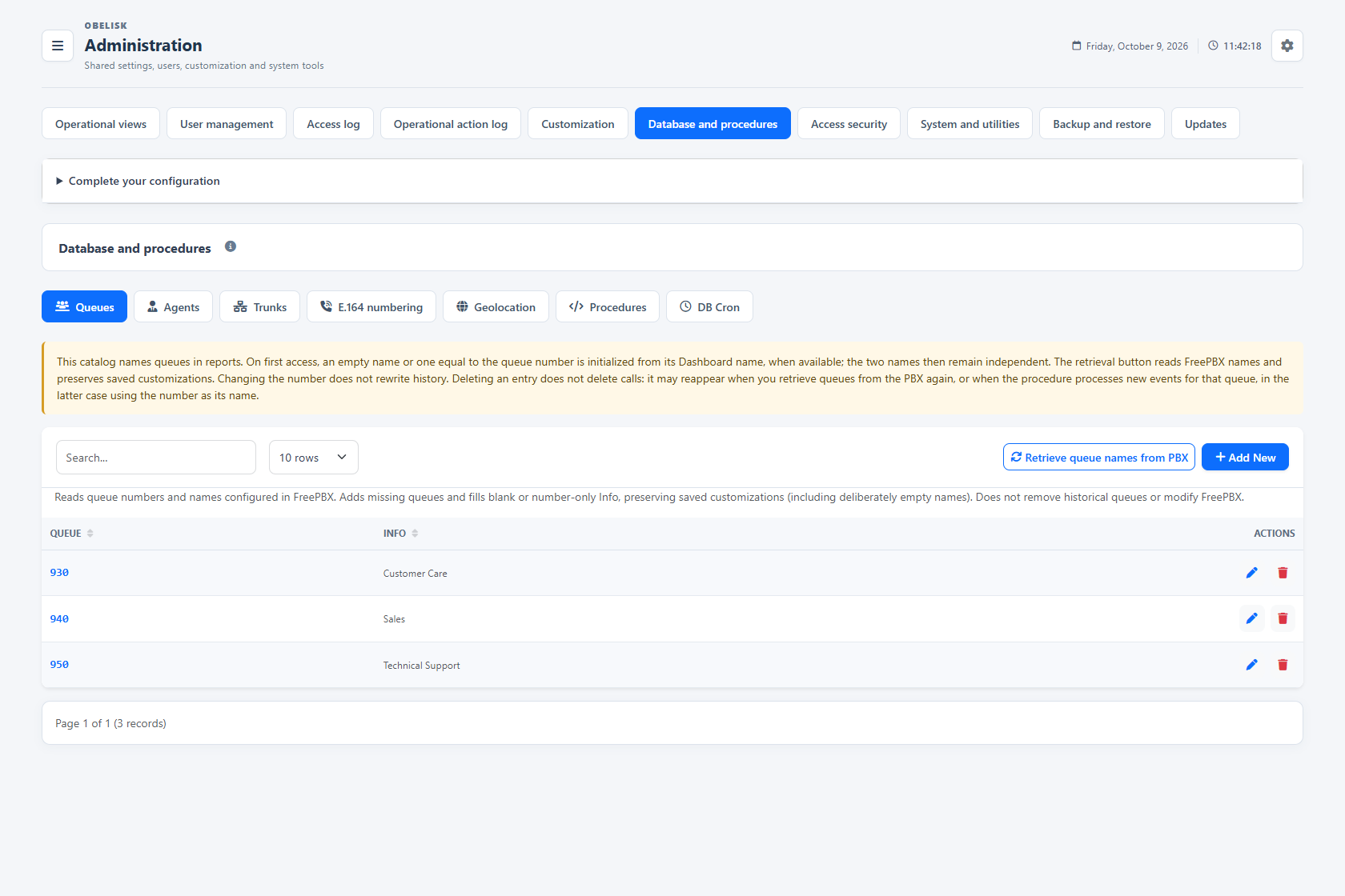 Database & catalogues — Queues — Light theme