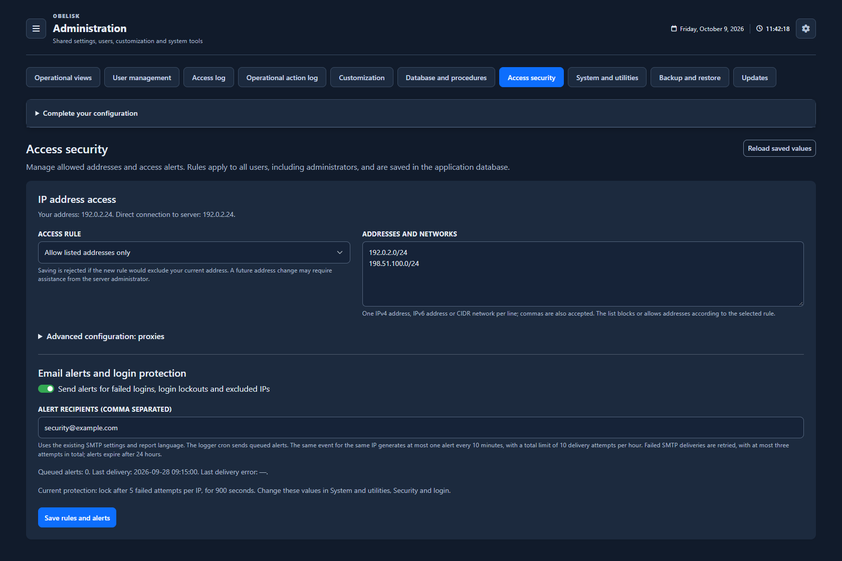 Security — Complete page — Dark theme