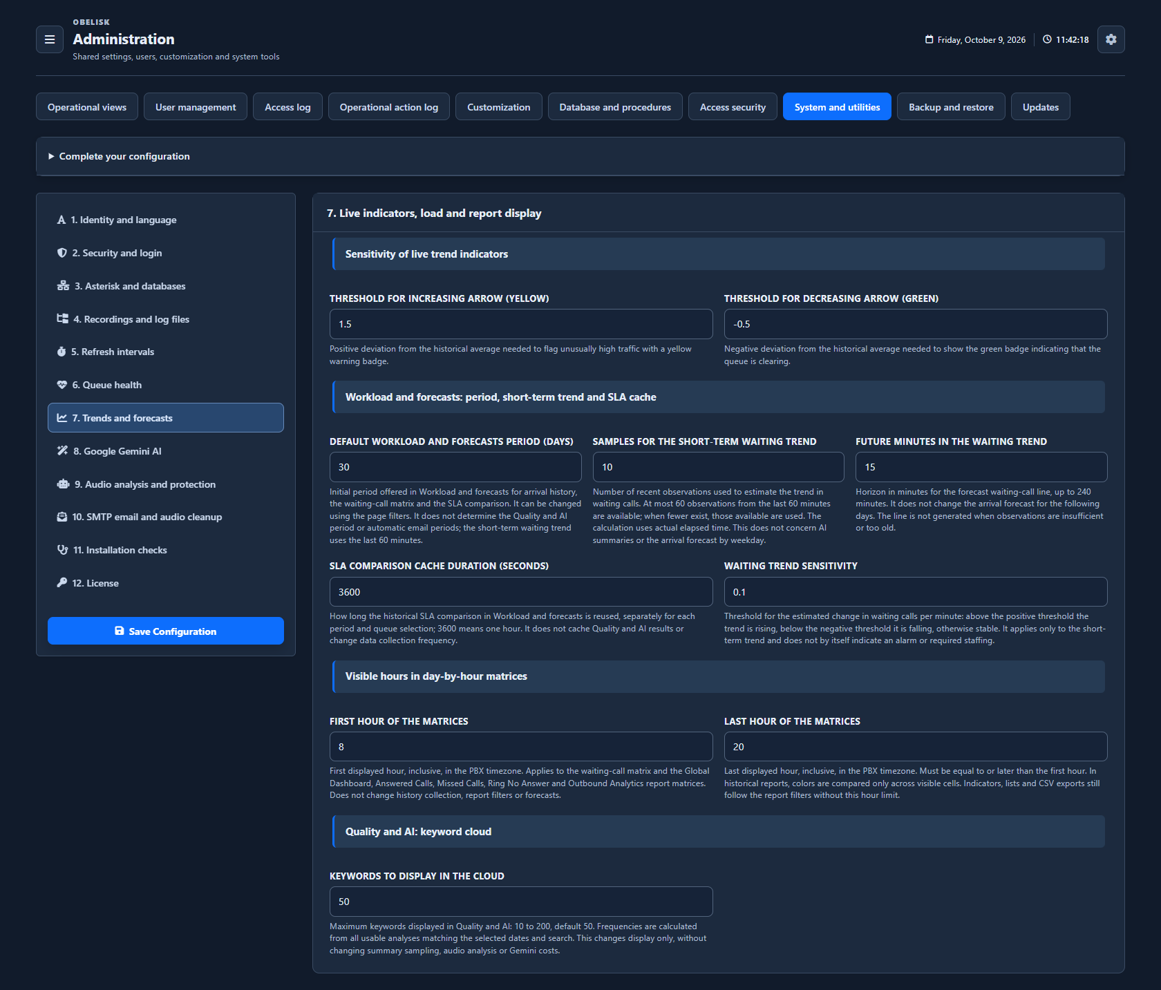 System & utilities — Trends, forecasts and report display — Dark theme