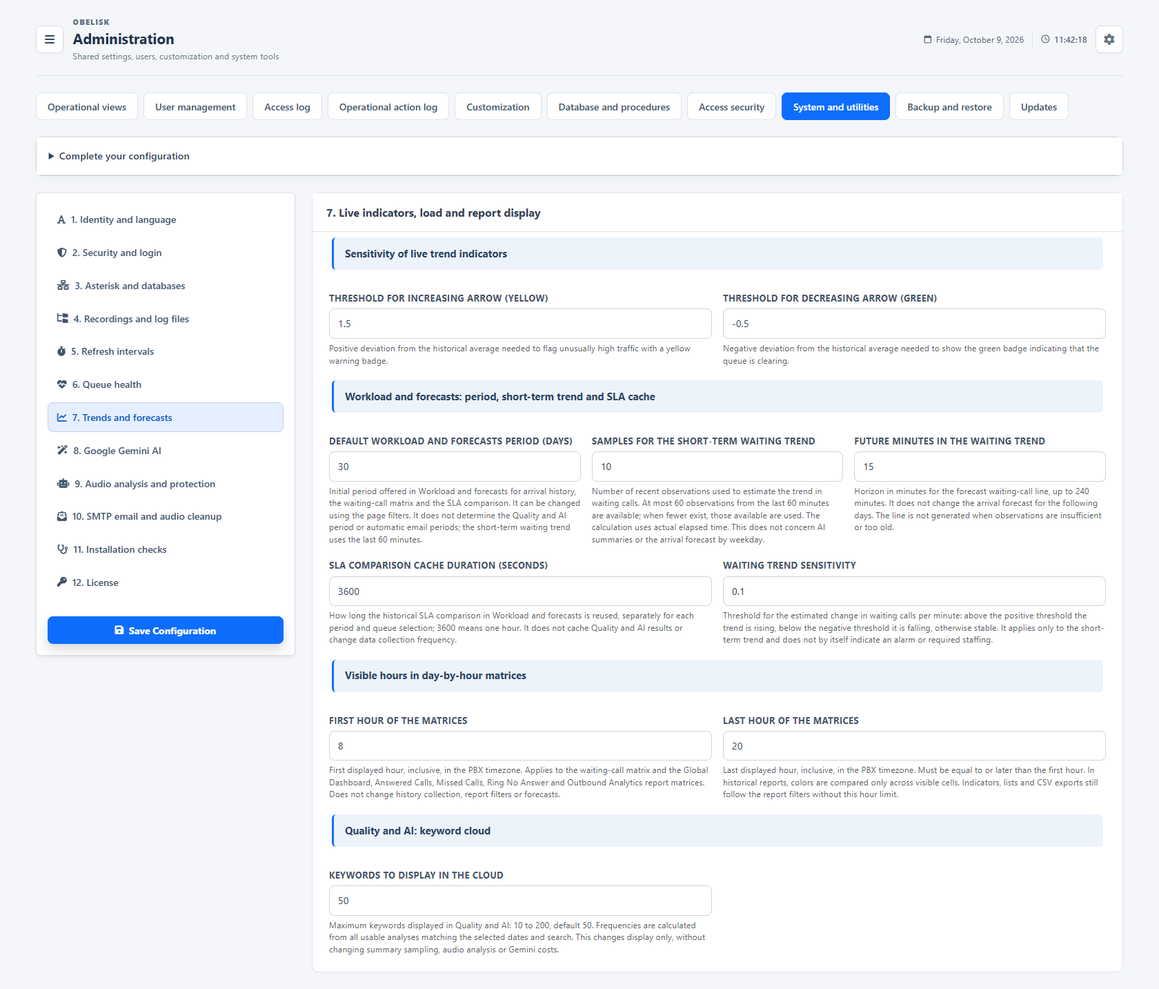 System & utilities — Trends, forecasts and report display — Light theme