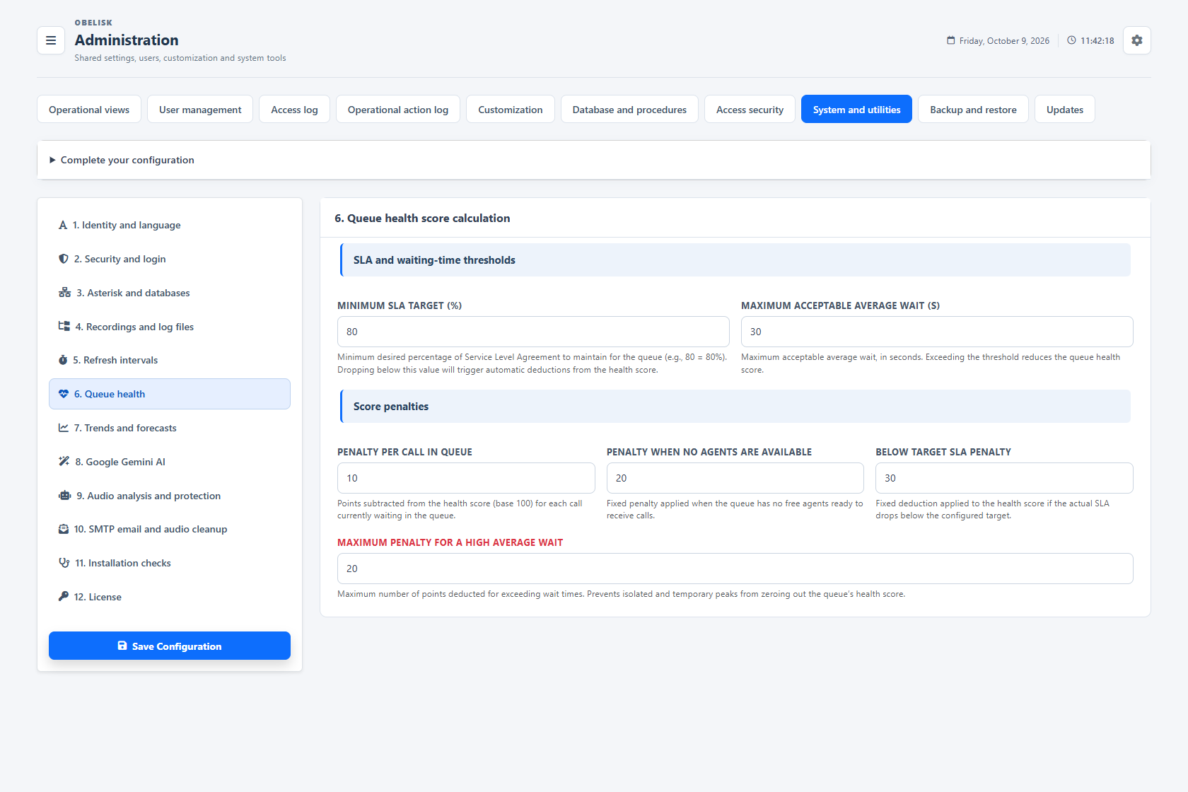 System & utilities — Queue health — Light theme