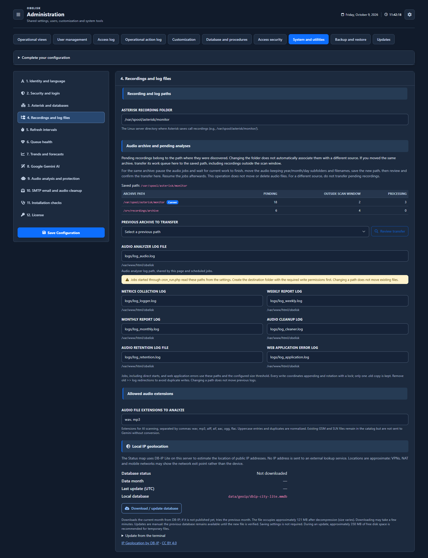 System & utilities — Paths and storage — Dark theme
