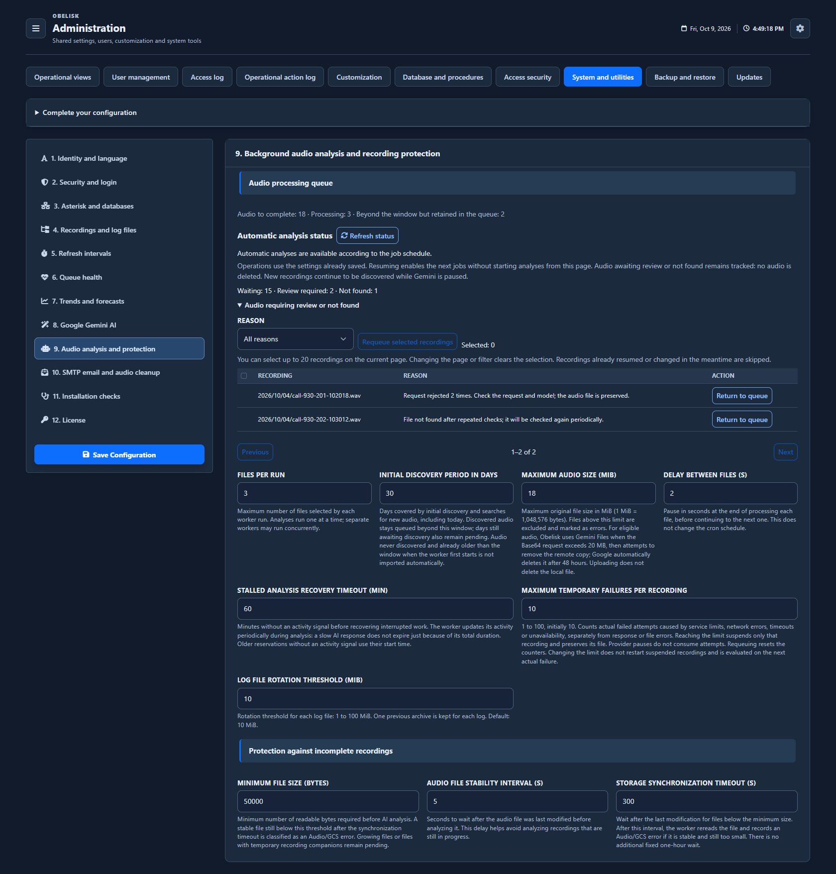 System & utilities — Background processing — Dark theme