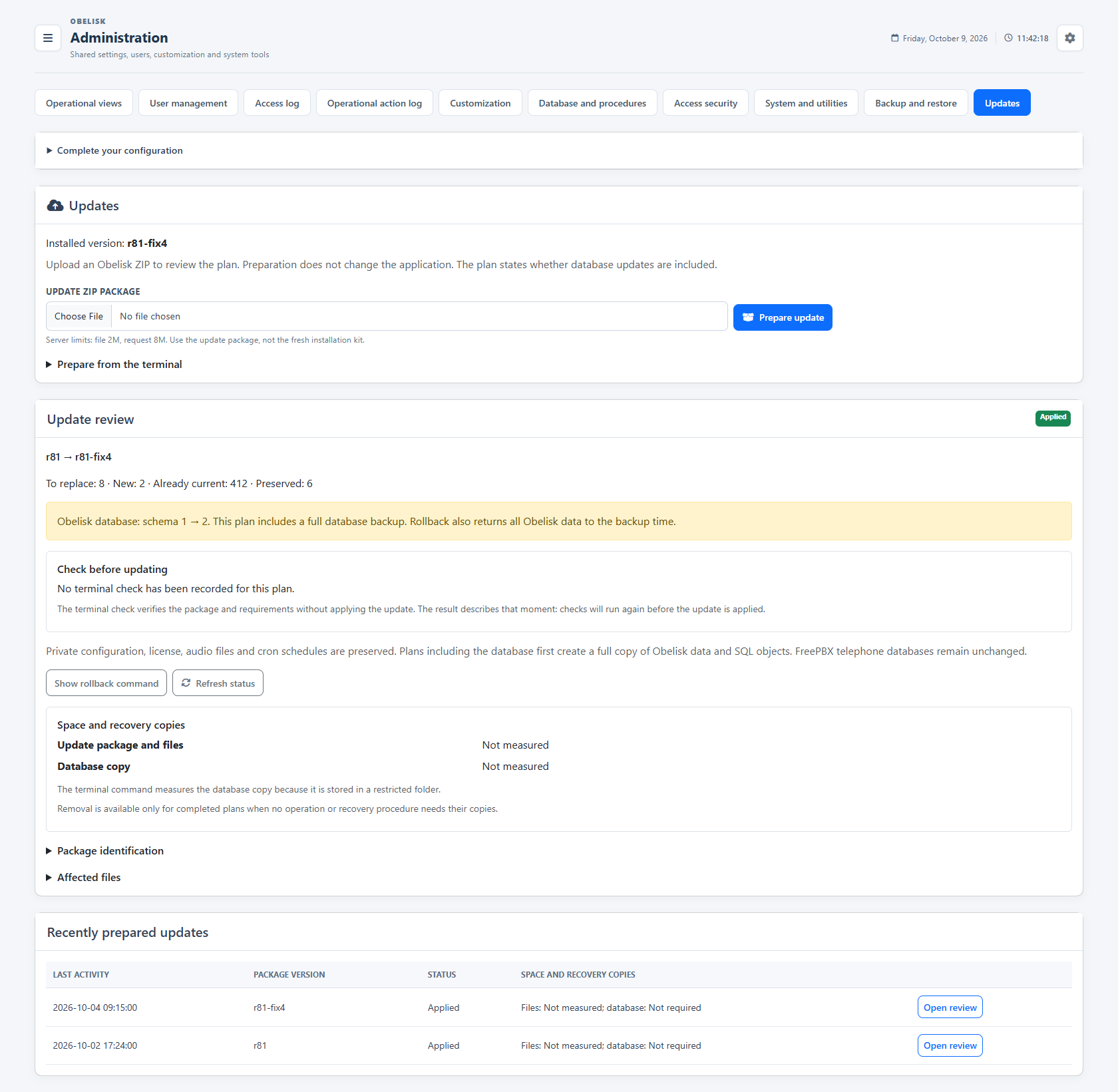 Updates — Complete page — Light theme