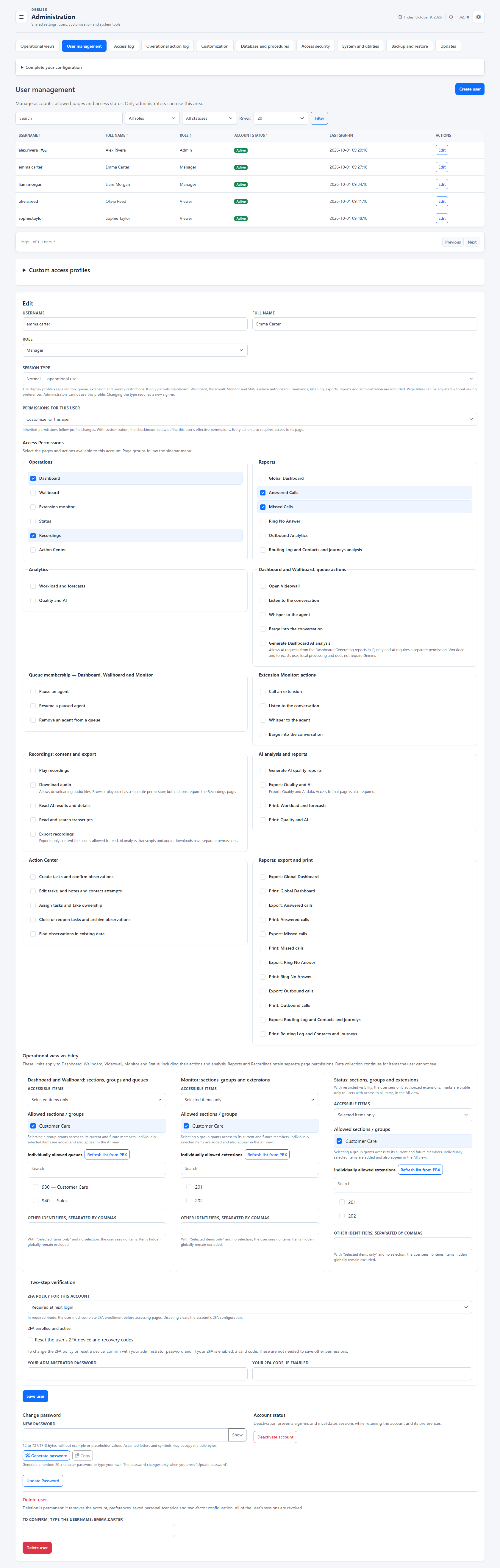 Users & access profiles — Complete page — Light theme
