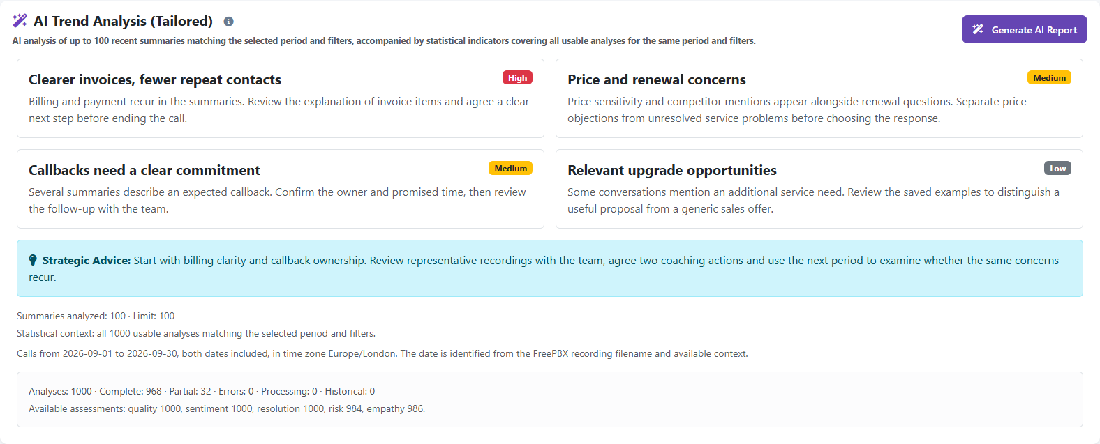 AI report — illustrative example — product screenshot
