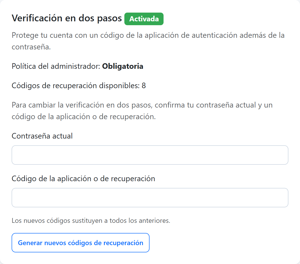 Perfil — Verificación en dos pasos