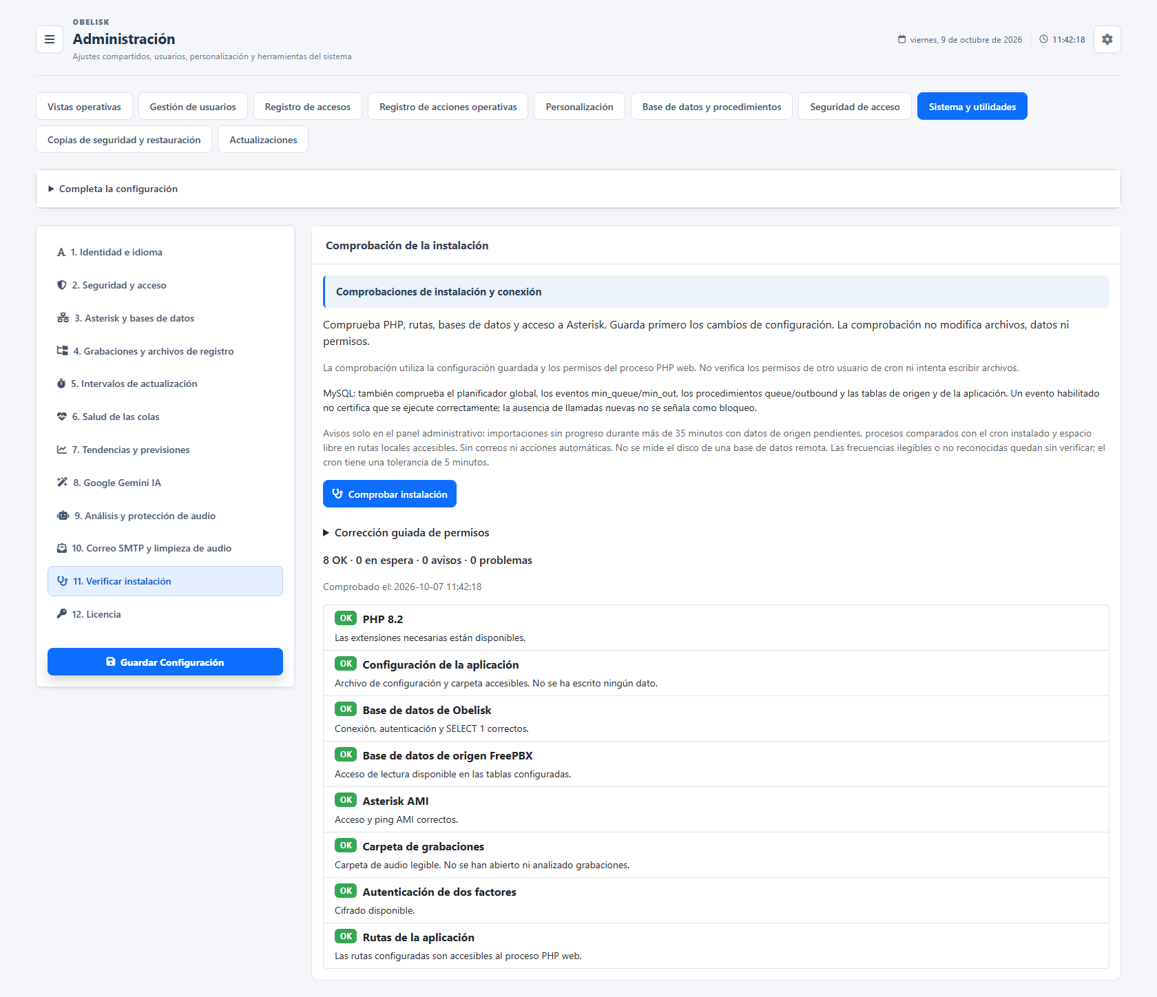 Diagnóstico de instalación — Tema claro