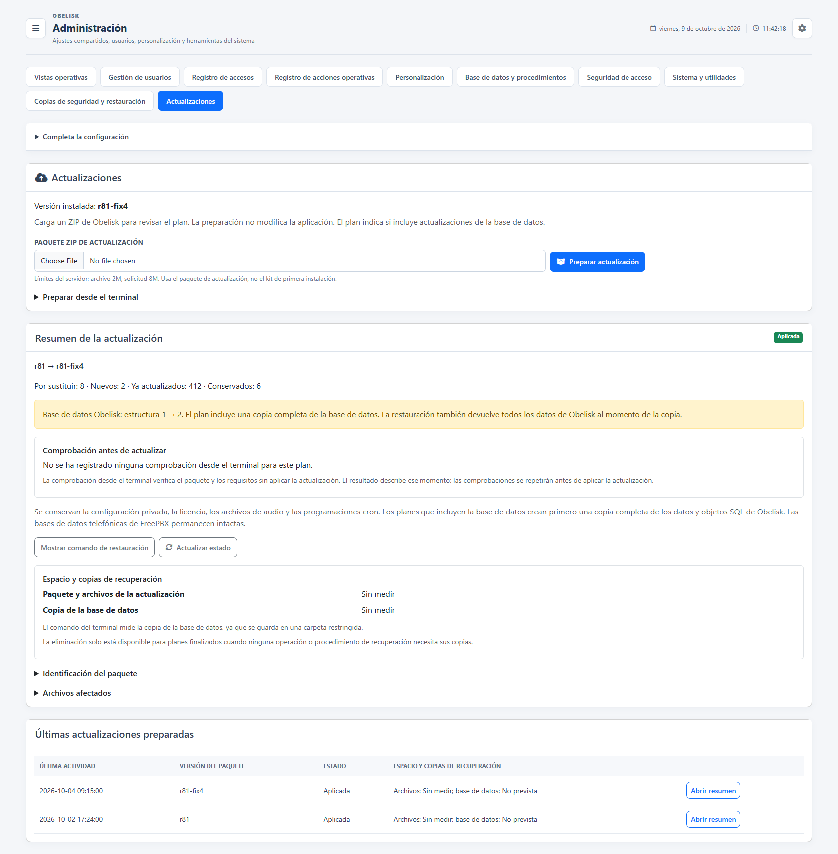Actualizaciones — Página completa — Tema claro