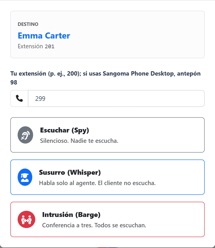 Wallboard — Acompaña al agente durante la llamada