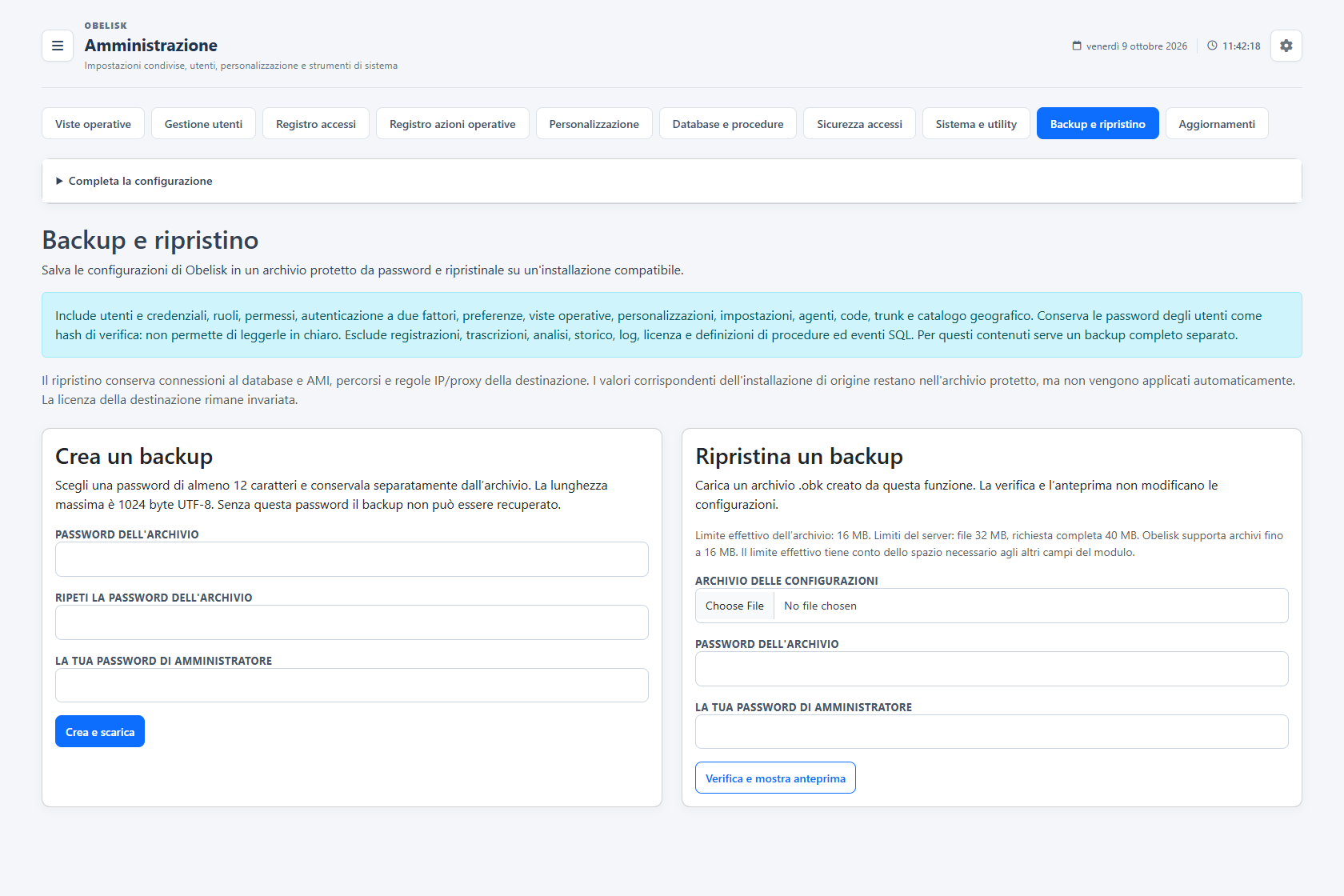 Backup configurazioni