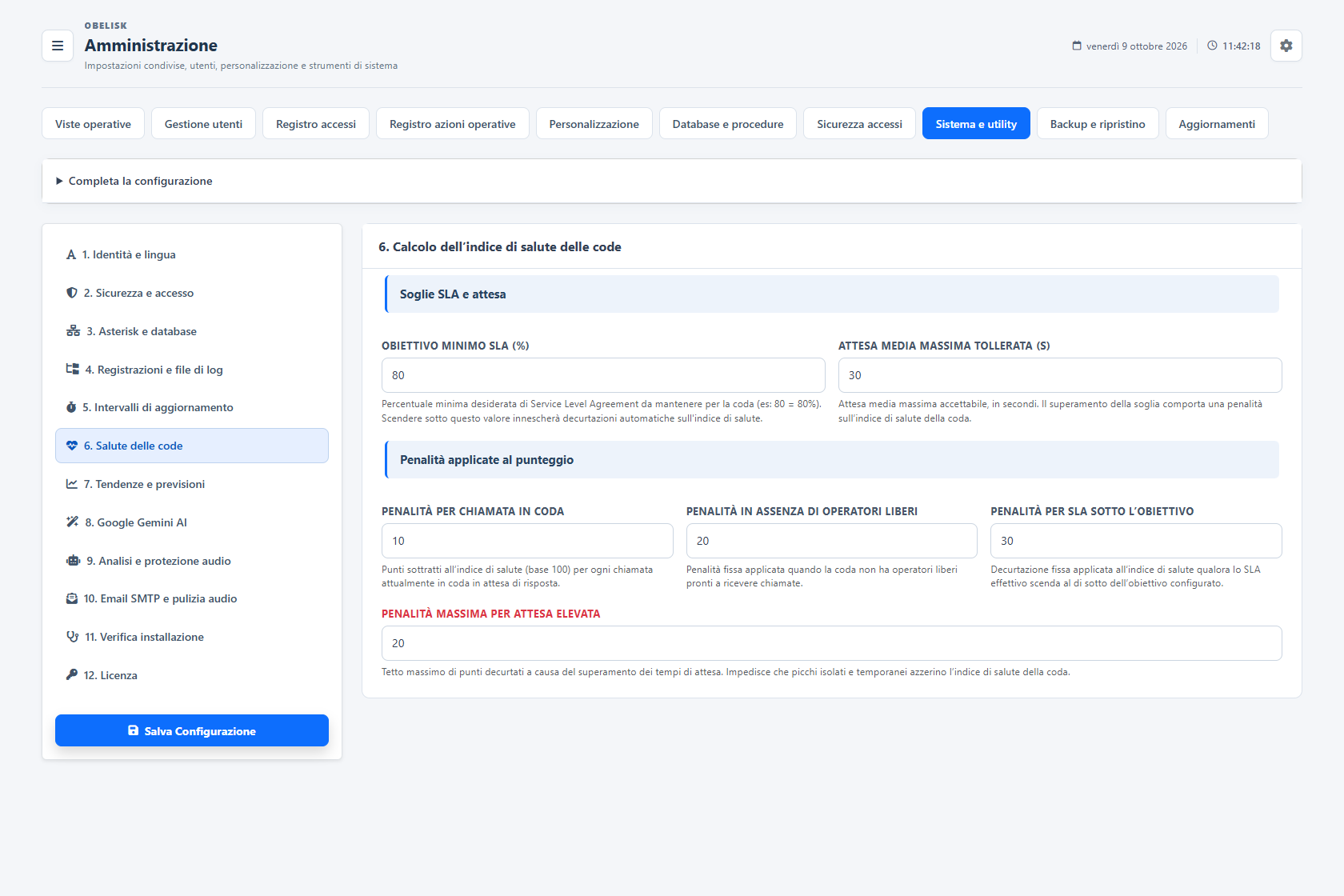 Sistema e utilità — Salute delle code — Tema chiaro