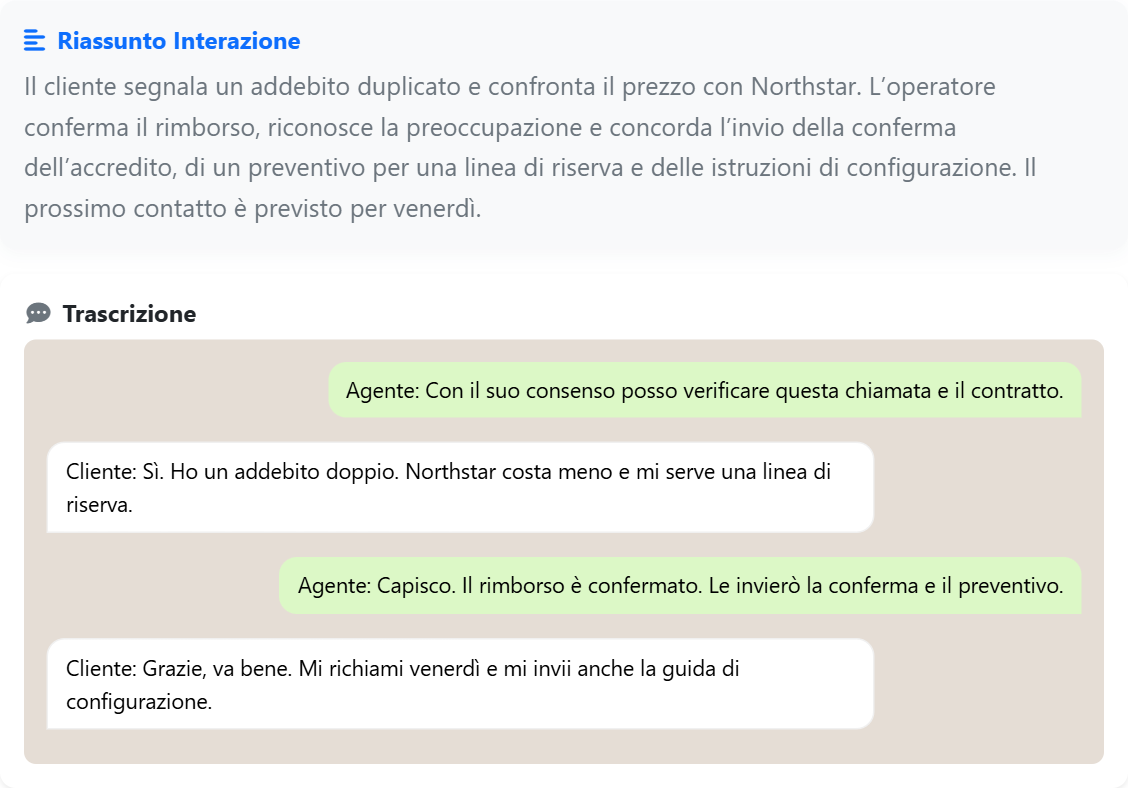 Registrazioni — Riepilogo e trascrizione