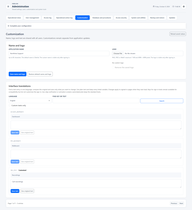 Customization — Complete page — Light theme