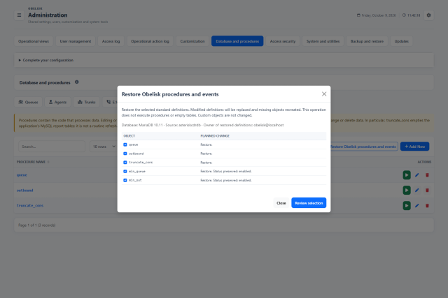 Database & catalogues — SQL restore preview — Light theme