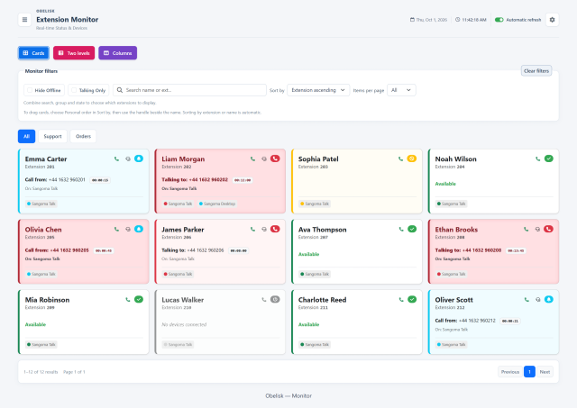 Extension monitor — Cards — Light theme