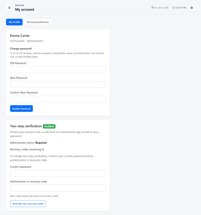 Profile — Complete page — Light theme