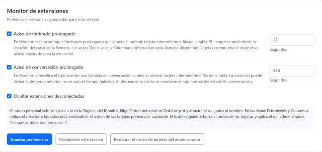 Preferencias — Preferencias del Monitor