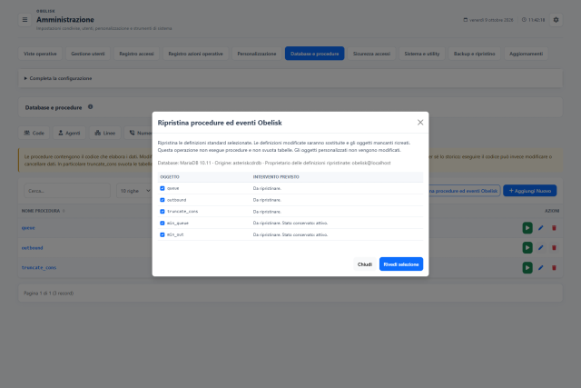 Database e cataloghi — Anteprima del ripristino SQL — Tema chiaro