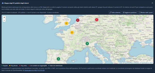 Dispositivi sulla mappa degli IP pubblici