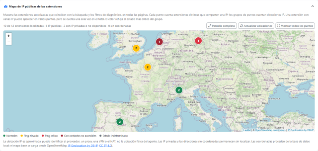 Dispositivos en el mapa de IP públicas — captura del producto